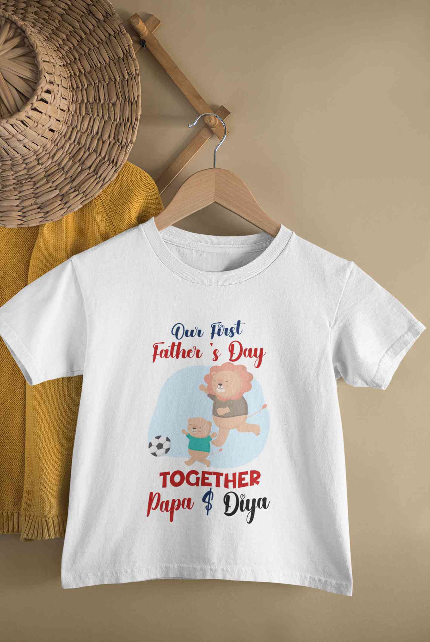Custom Name Our First Father Day Half Sleeves T-Shirt For Girls -FunkyTeesClub