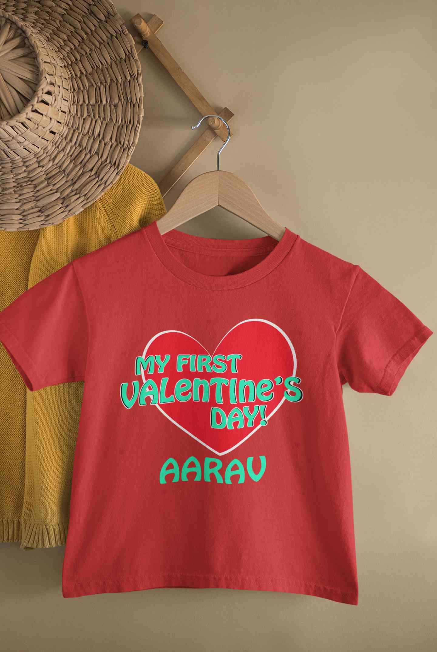 Custom Name 1st Valentine Half Sleeves T-Shirt for Boy-FunkyTeesClub