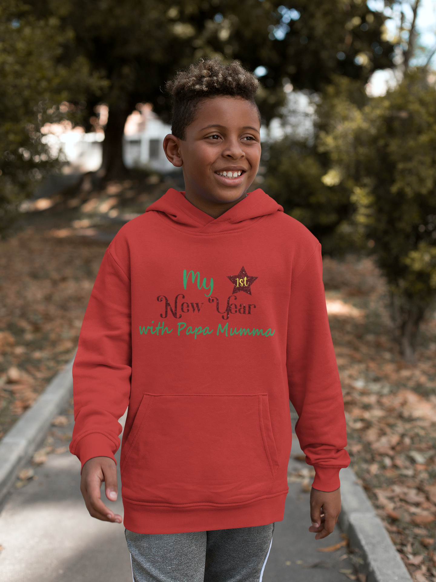 My First New Year With Mamma Papa Boy Hoodies-FunkyTeesClub