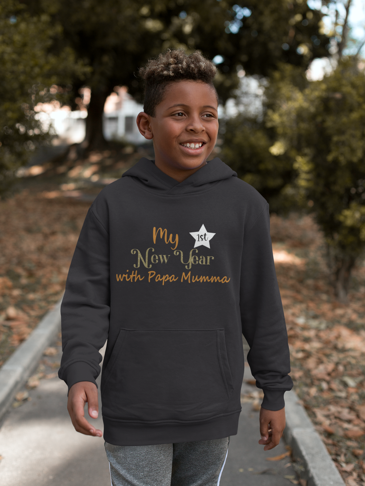 My First New Year With Mamma Papa Boy Hoodies-FunkyTeesClub