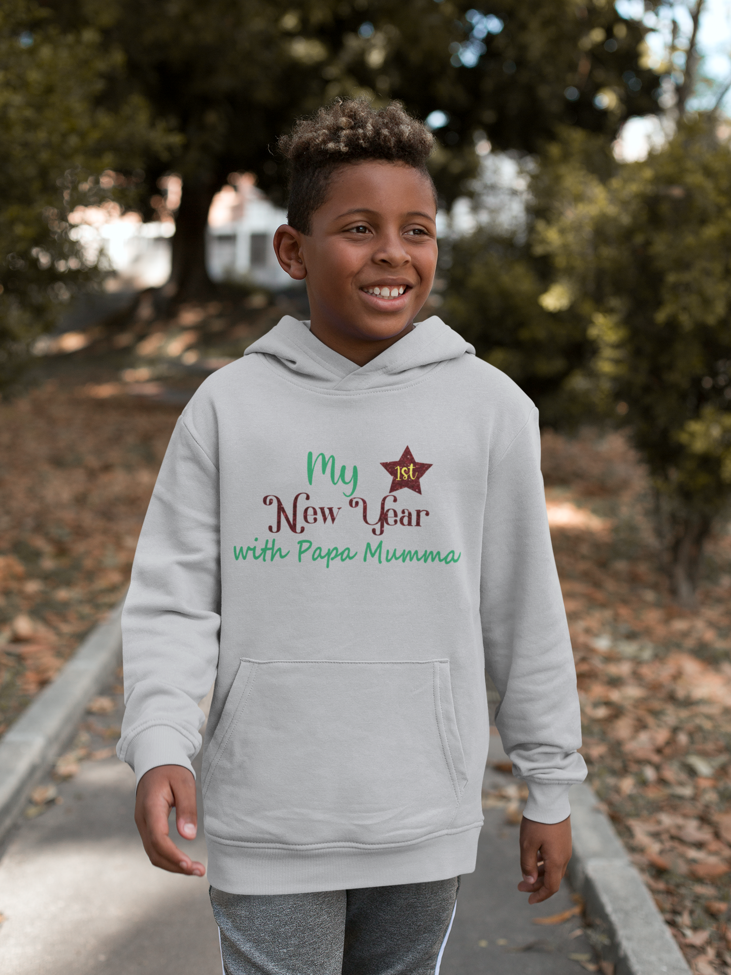 My First New Year With Mamma Papa Boy Hoodies-FunkyTeesClub