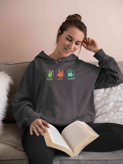 Peace Love And Art Hoodies for Women-FunkyTeesClub