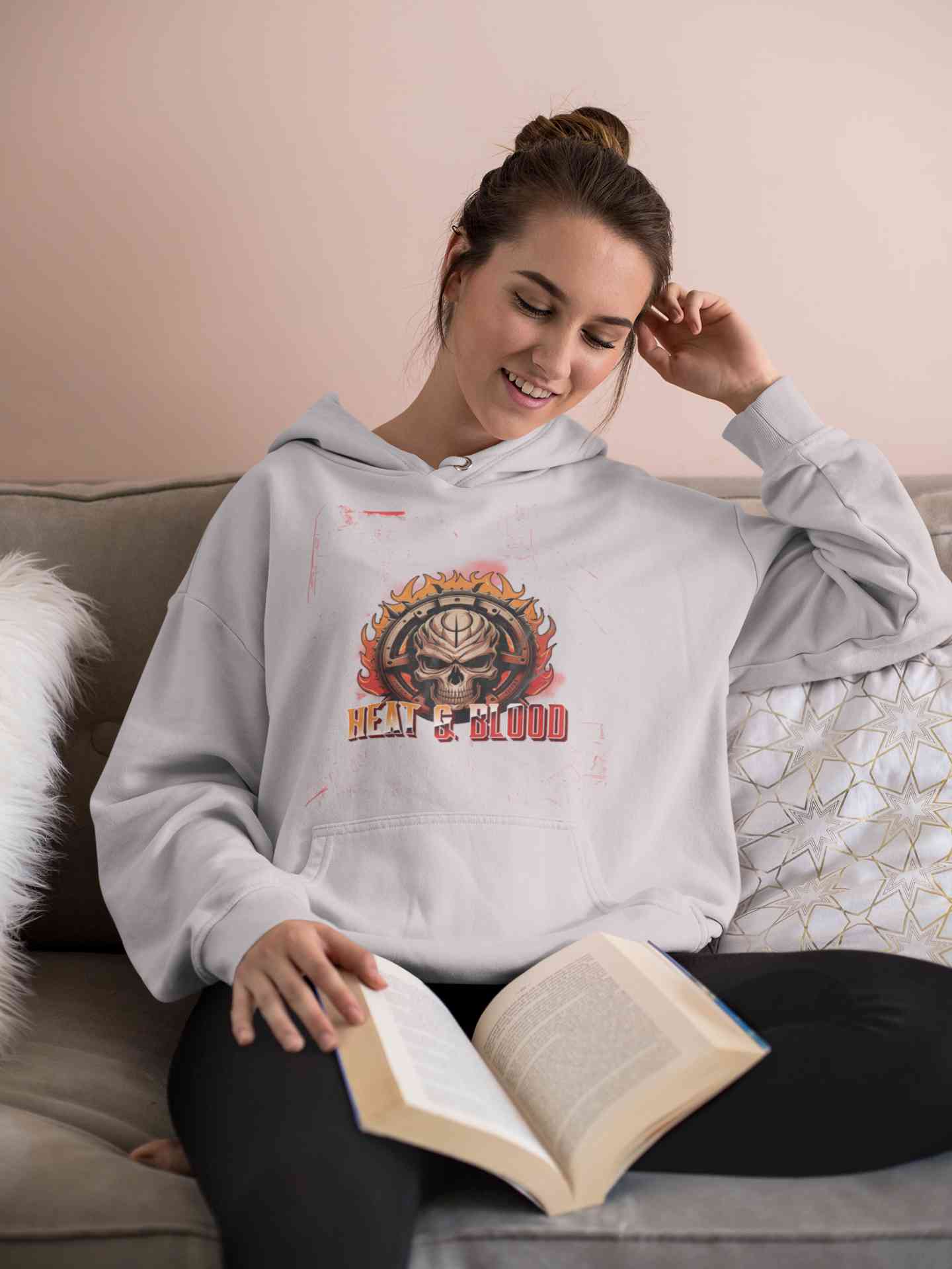 Flaming Skull Hoodies for Women-FunkyTeesClub
