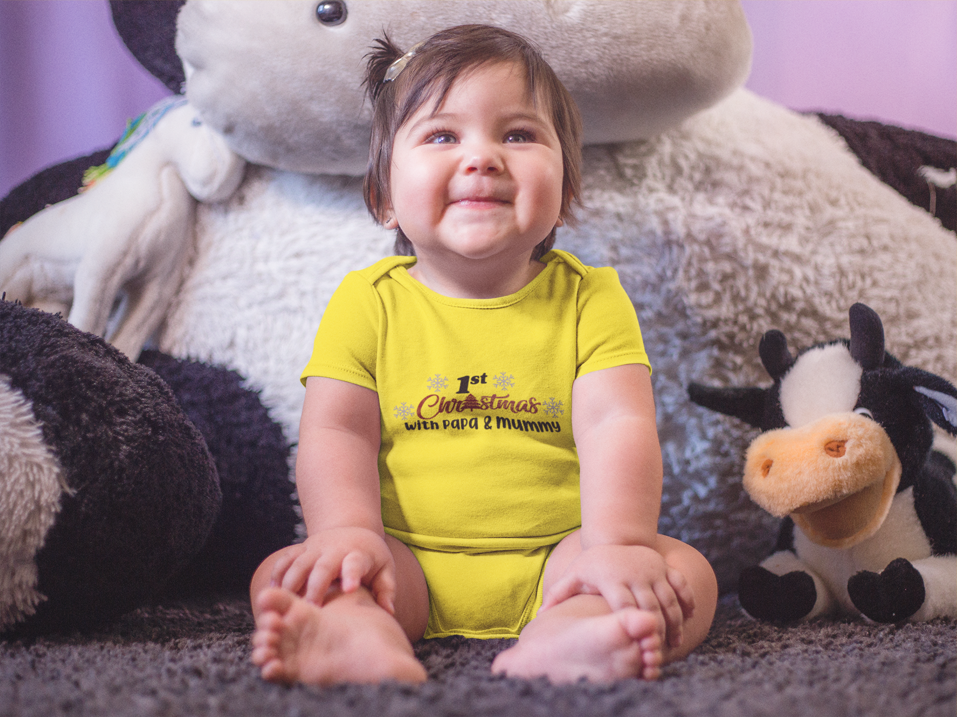 First Christmas With Papa and Mummy Christmas Rompers for Baby Girl- FunkyTeesClub