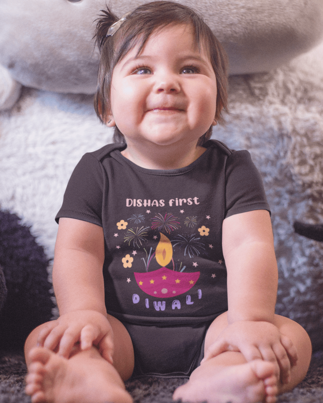 Custom Name First Diwali Celebration Diwali Rompers for Baby Girl- FunkyTeesClub