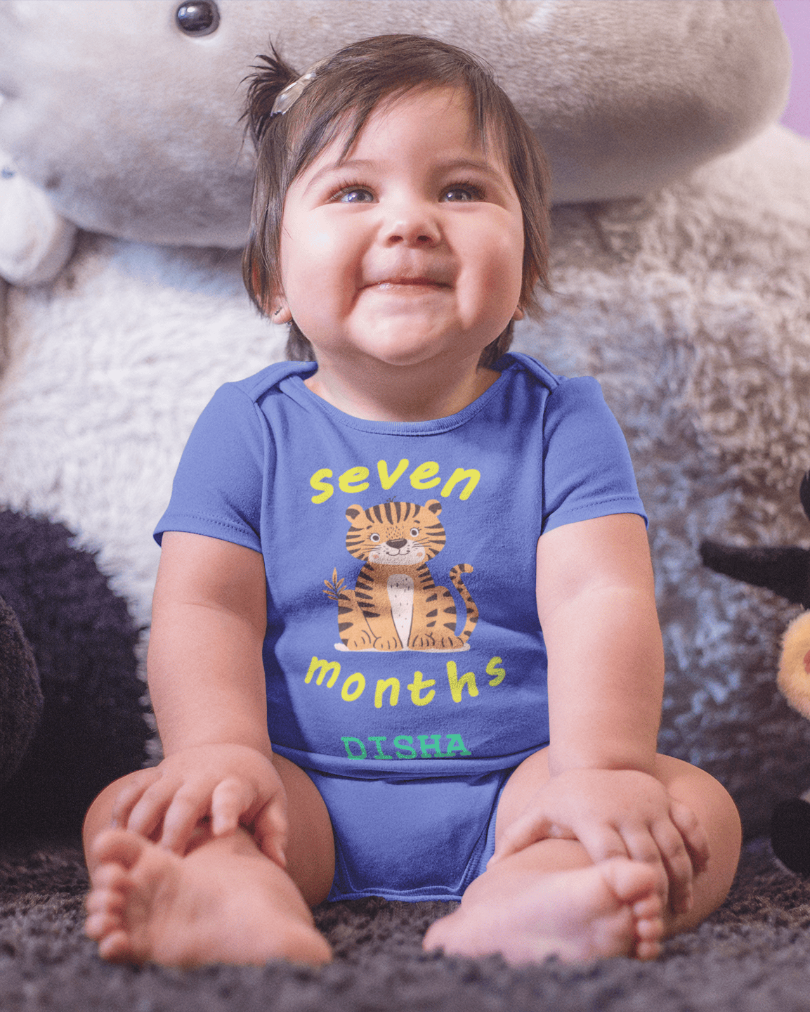 Custom Name Seven Month Rompers for Baby Girl- FunkyTeesClub