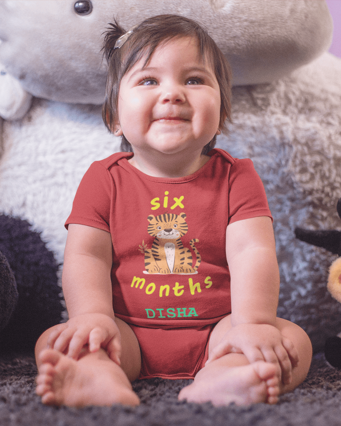 Custom Name Six Month Rompers for Baby Girl- FunkyTeesClub