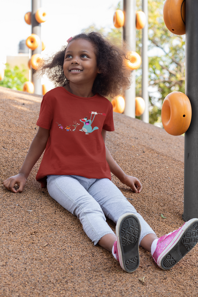 Cute Cartoon Half Sleeves T-Shirt For Girls -FunkyTeesClub