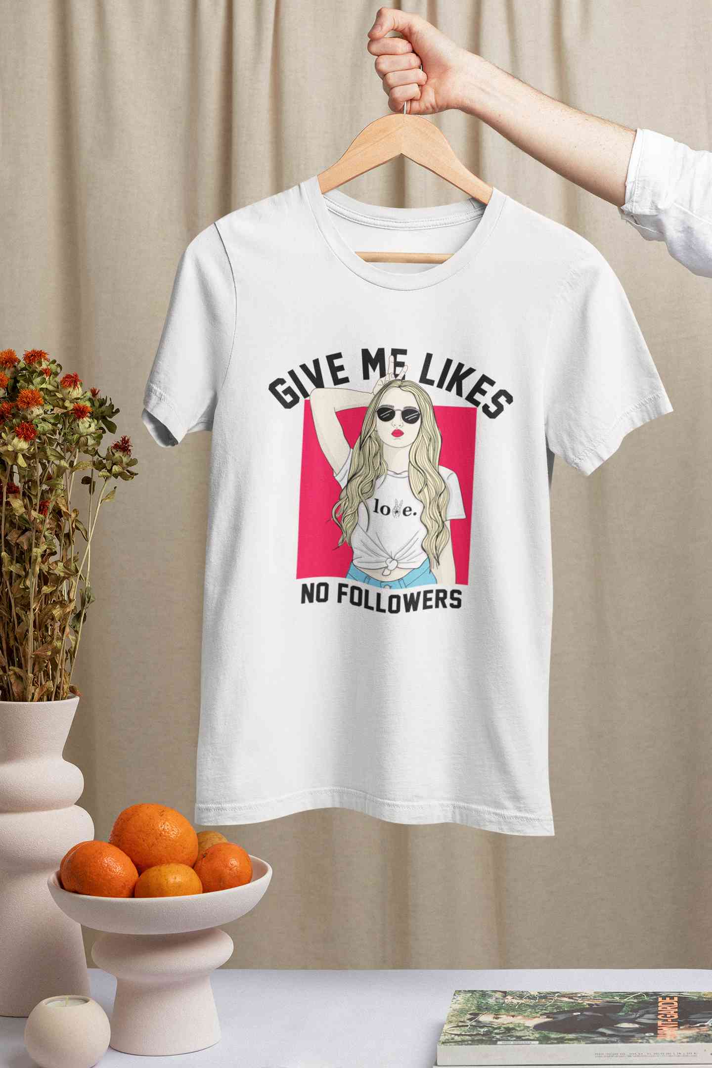 Give Me Likes No Followers Typography Women Half Sleeves T-shirt- FunkyTeesClub