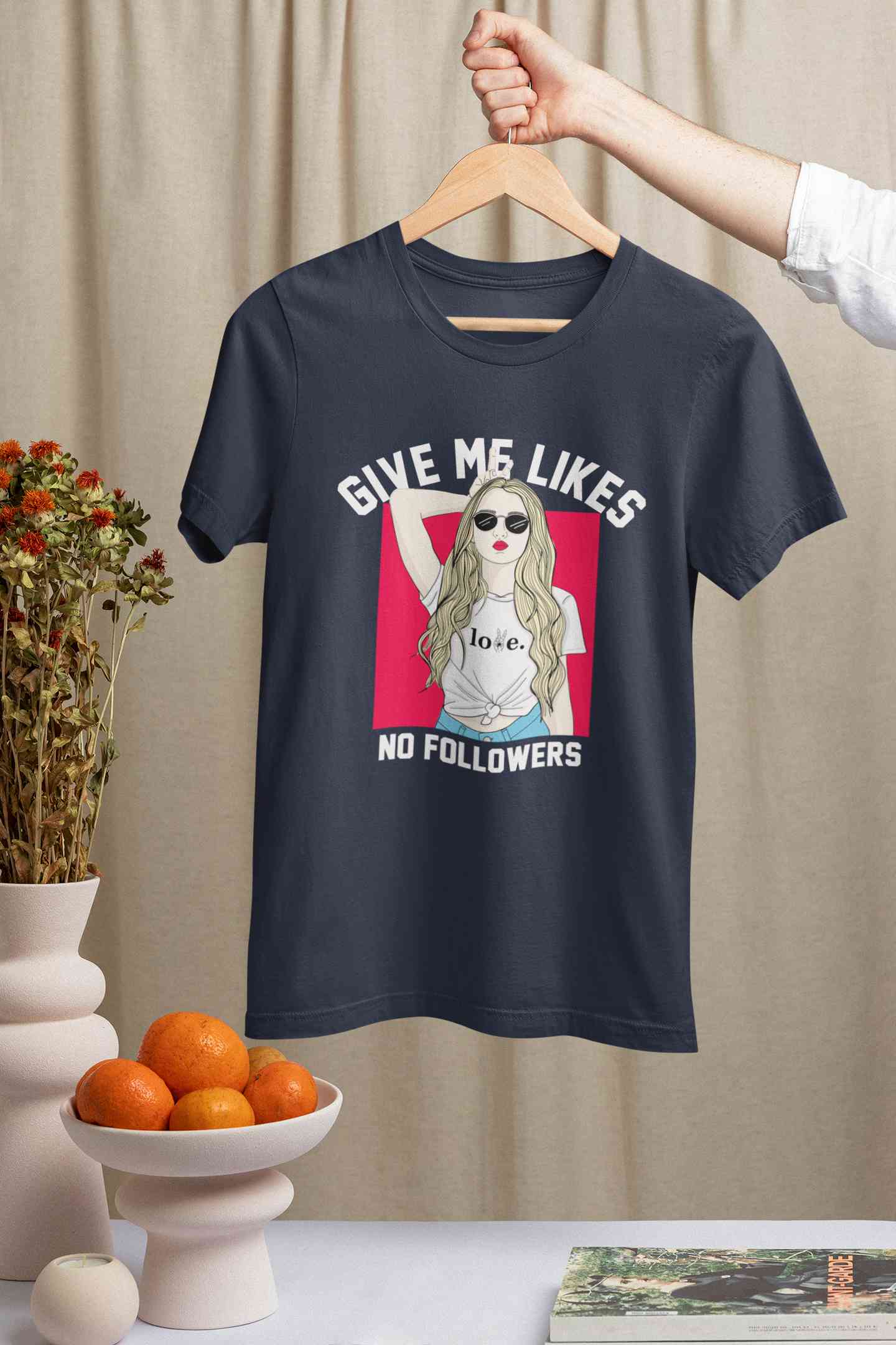 Give Me Likes No Followers Typography Women Half Sleeves T-shirt- FunkyTeesClub