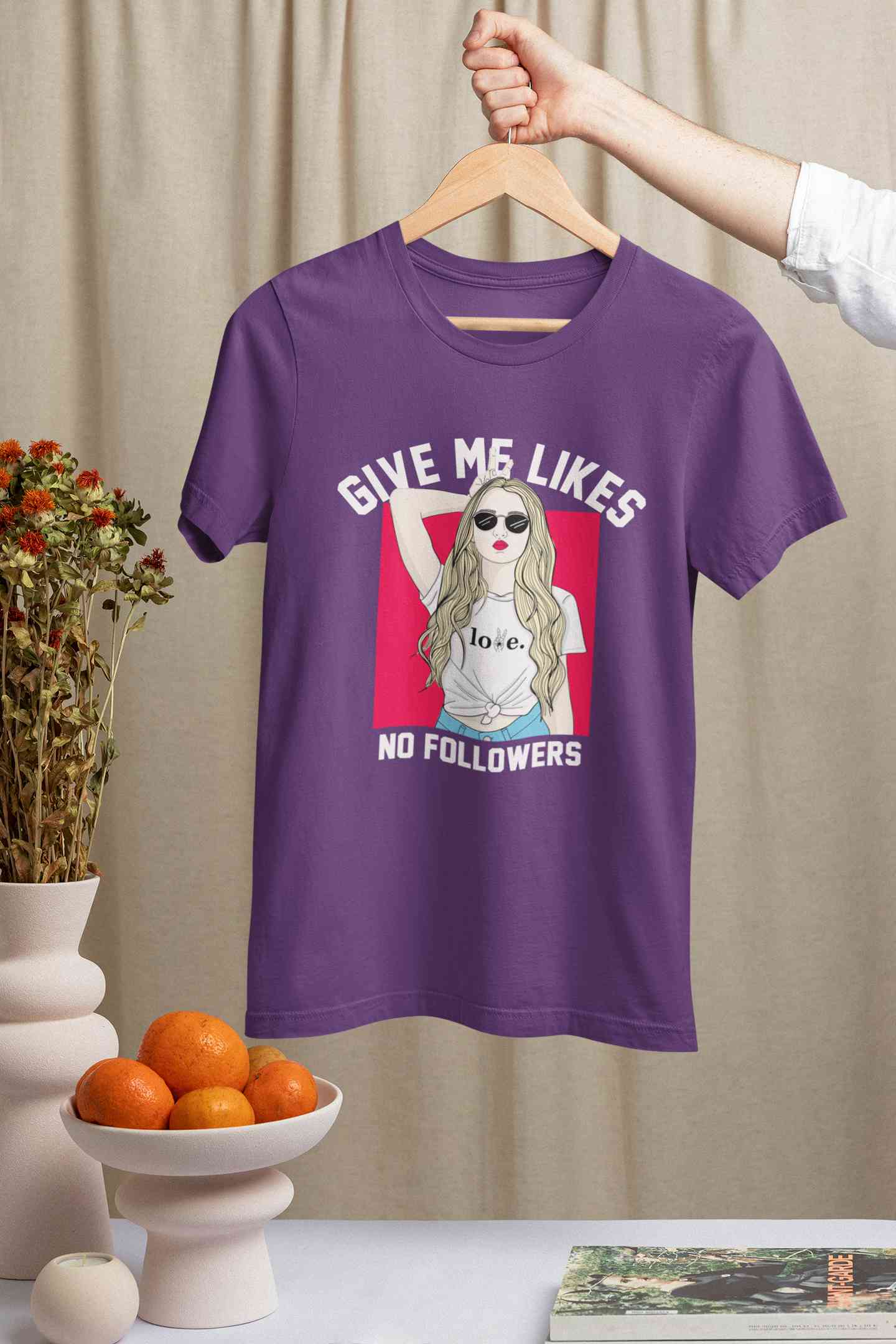 Give Me Likes No Followers Typography Women Half Sleeves T-shirt- FunkyTeesClub