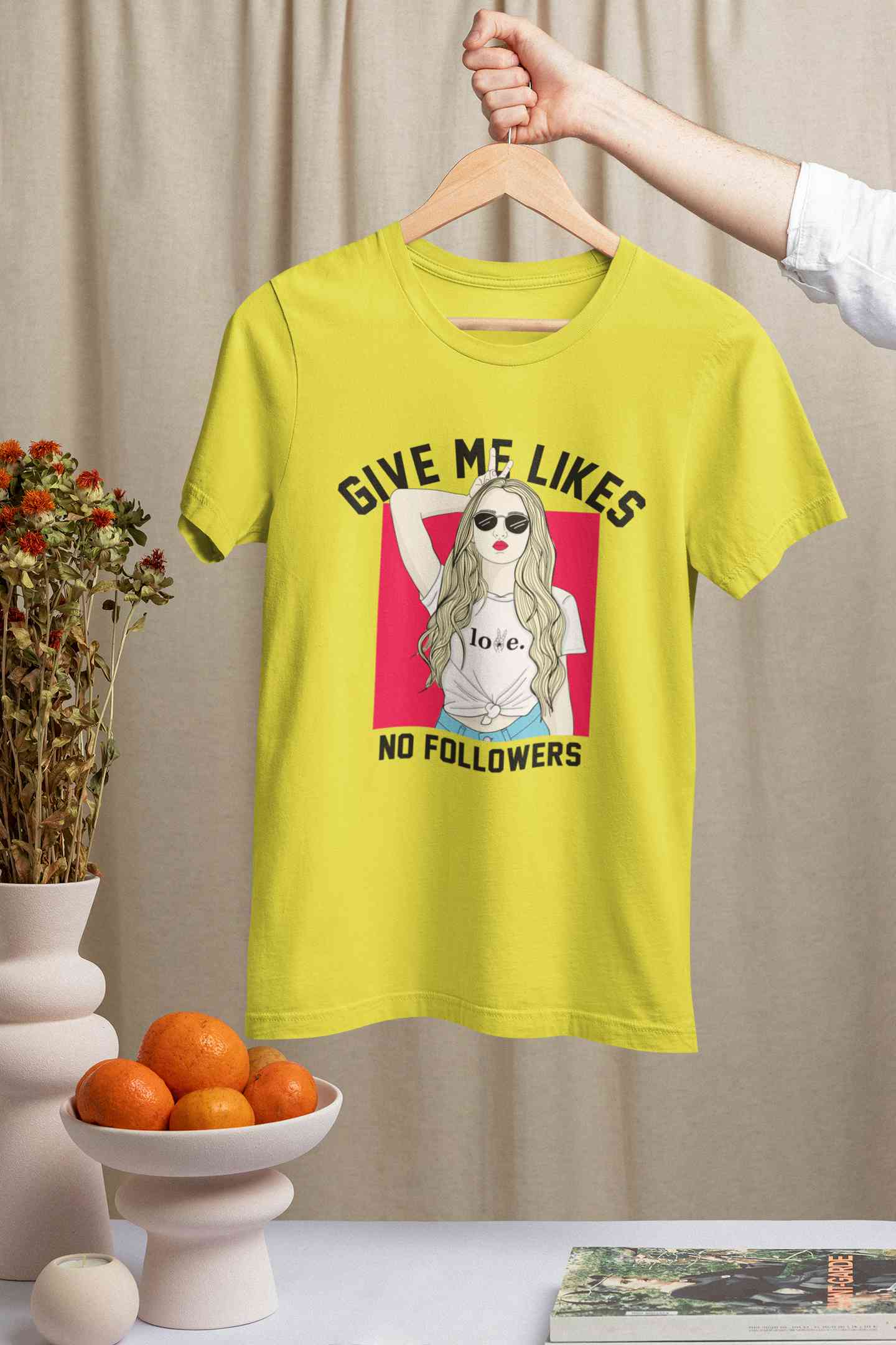 Give Me Likes No Followers Typography Women Half Sleeves T-shirt- FunkyTeesClub