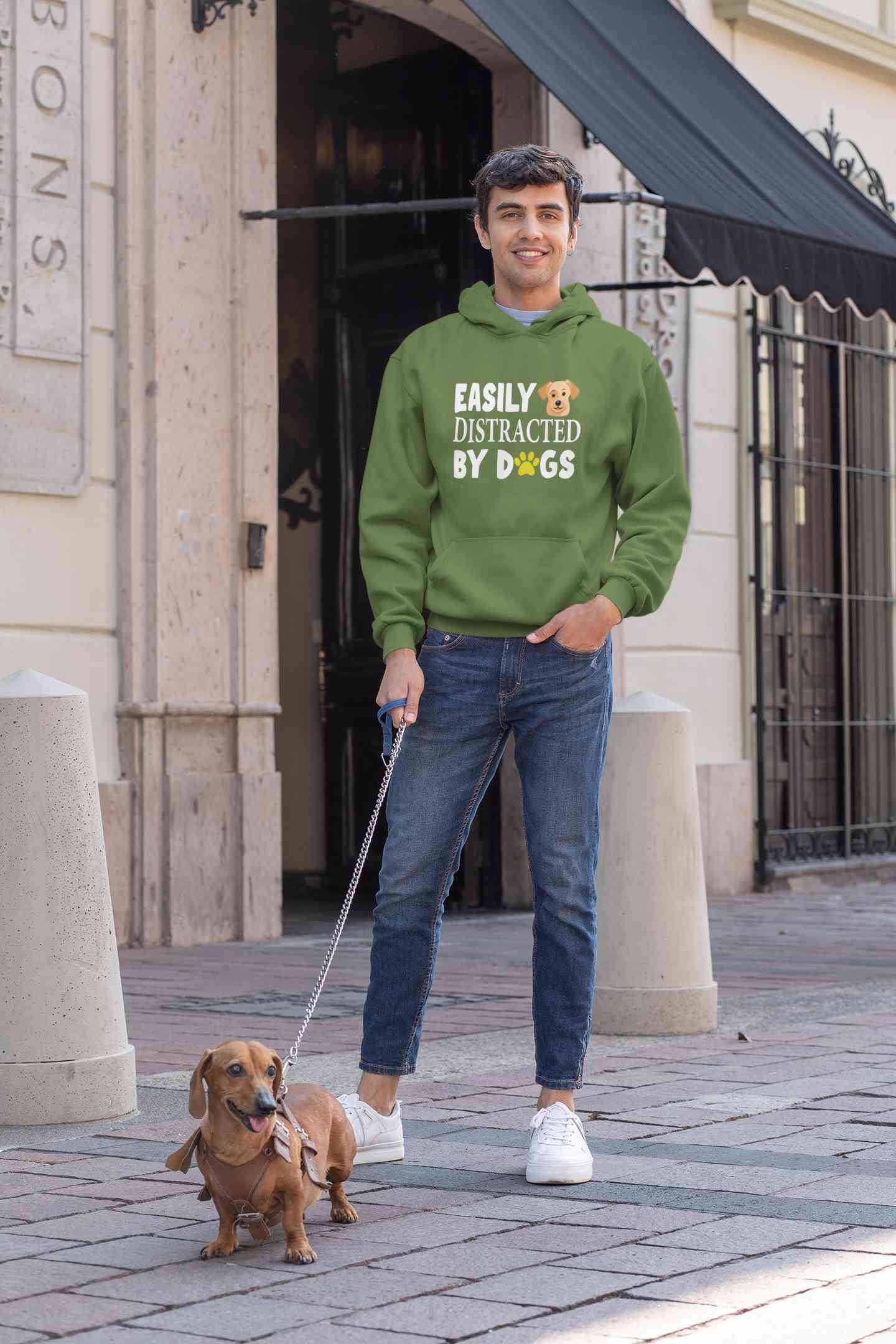 Easily Distracted By Dogs Men Hoodies-FunkyTeesClub