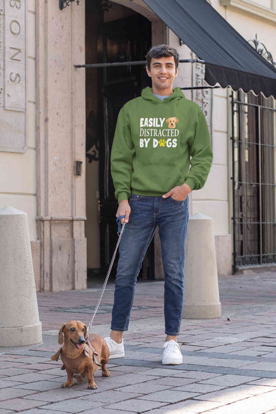 Easily Distracted By Dogs Men Hoodies-FunkyTeesClub