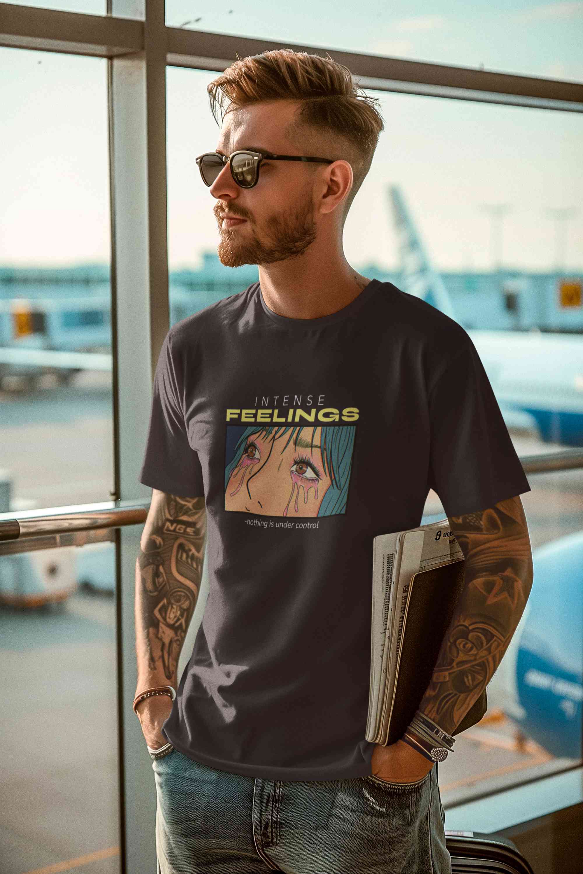 Anime Theme Intense Feelings Quotes Mens Half Sleeves T-shirt- FunkyTeesClub