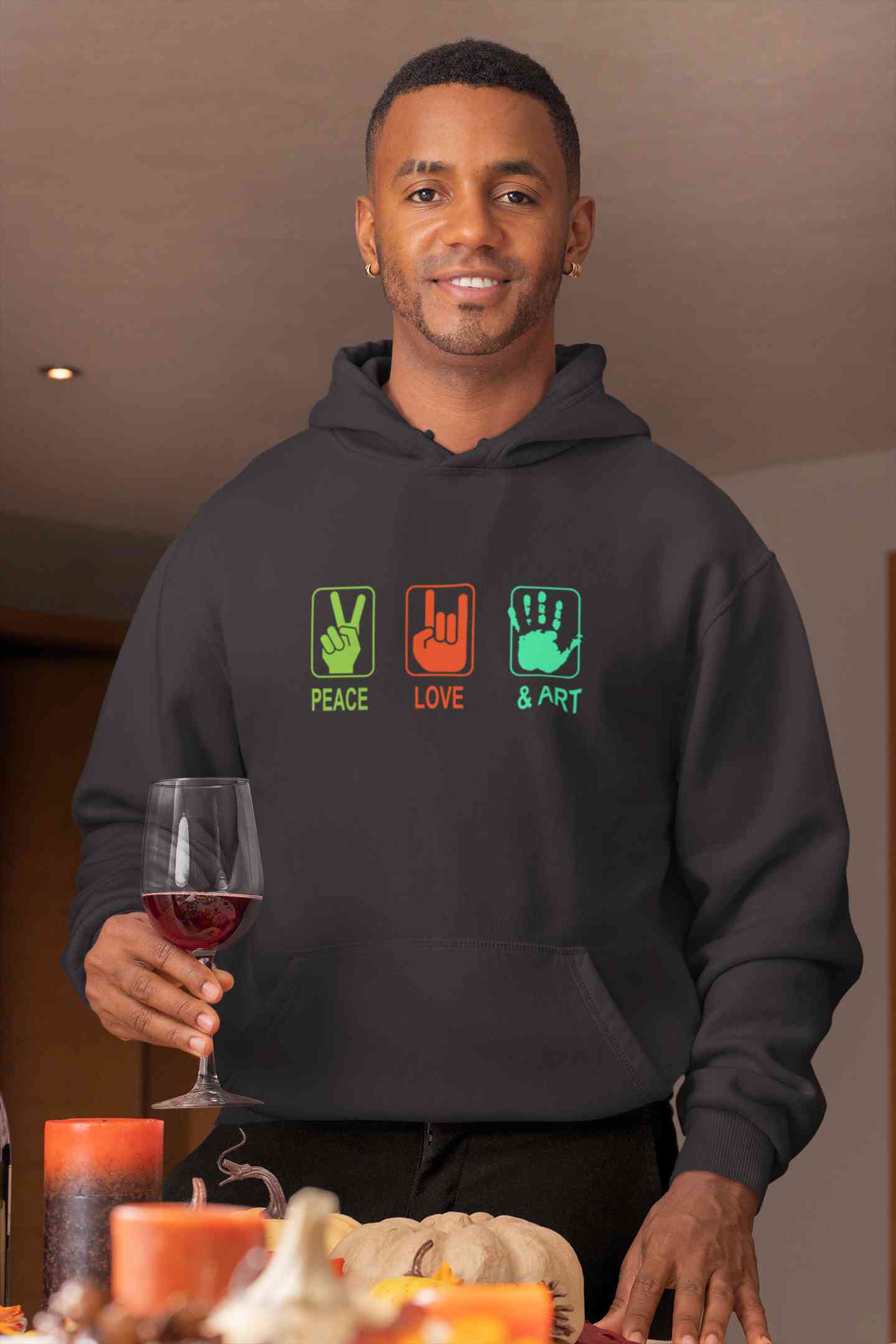 Peace Love And Art Men Hoodies-FunkyTeesClub