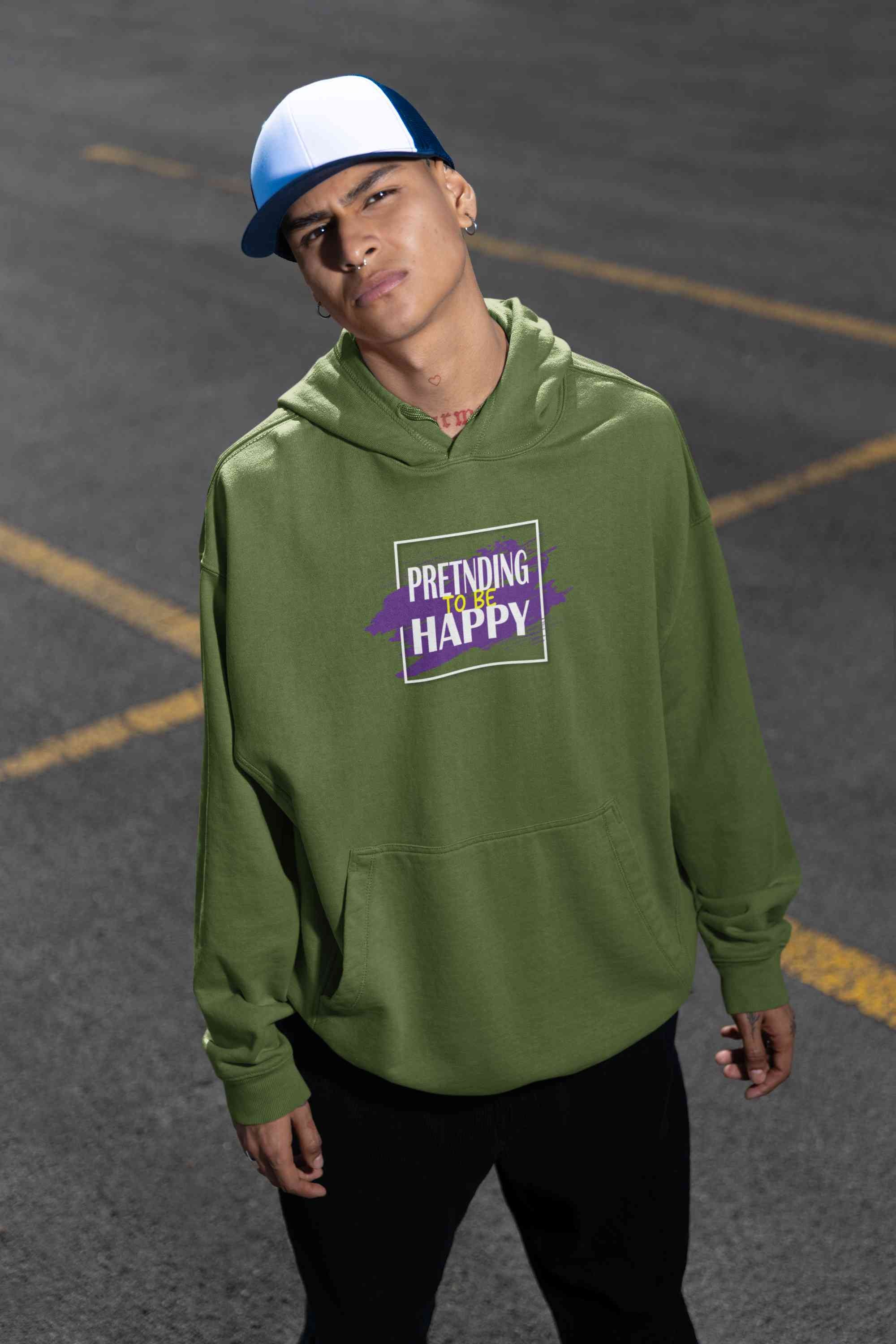 Pretending To Be Happy Quote Men Hoodies-FunkyTeesClub