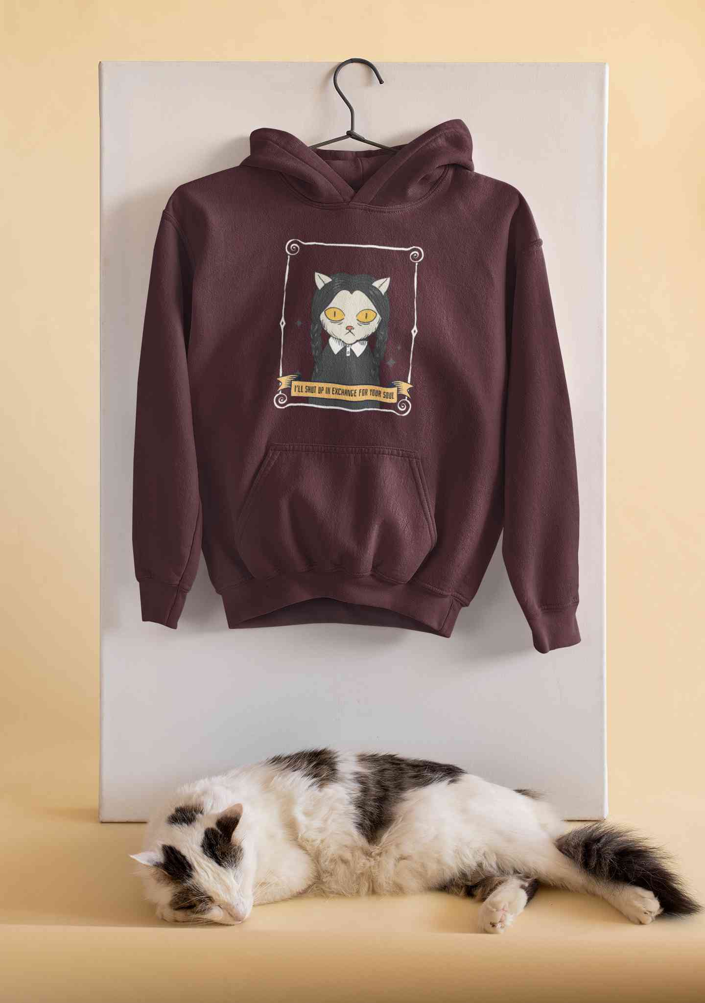 Cat Inspired By Wednesday Hoodies for Women-FunkyTeesClub