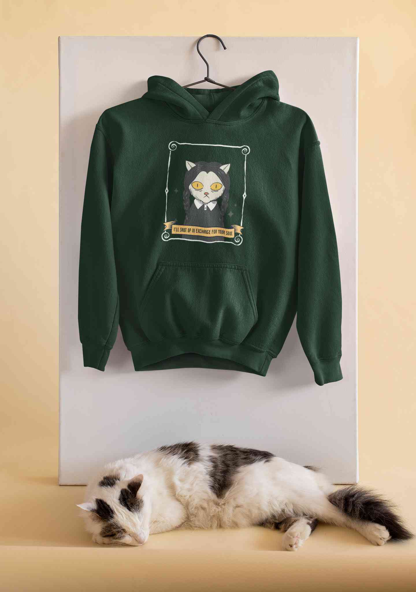 Cat Inspired By Wednesday Hoodies for Women-FunkyTeesClub