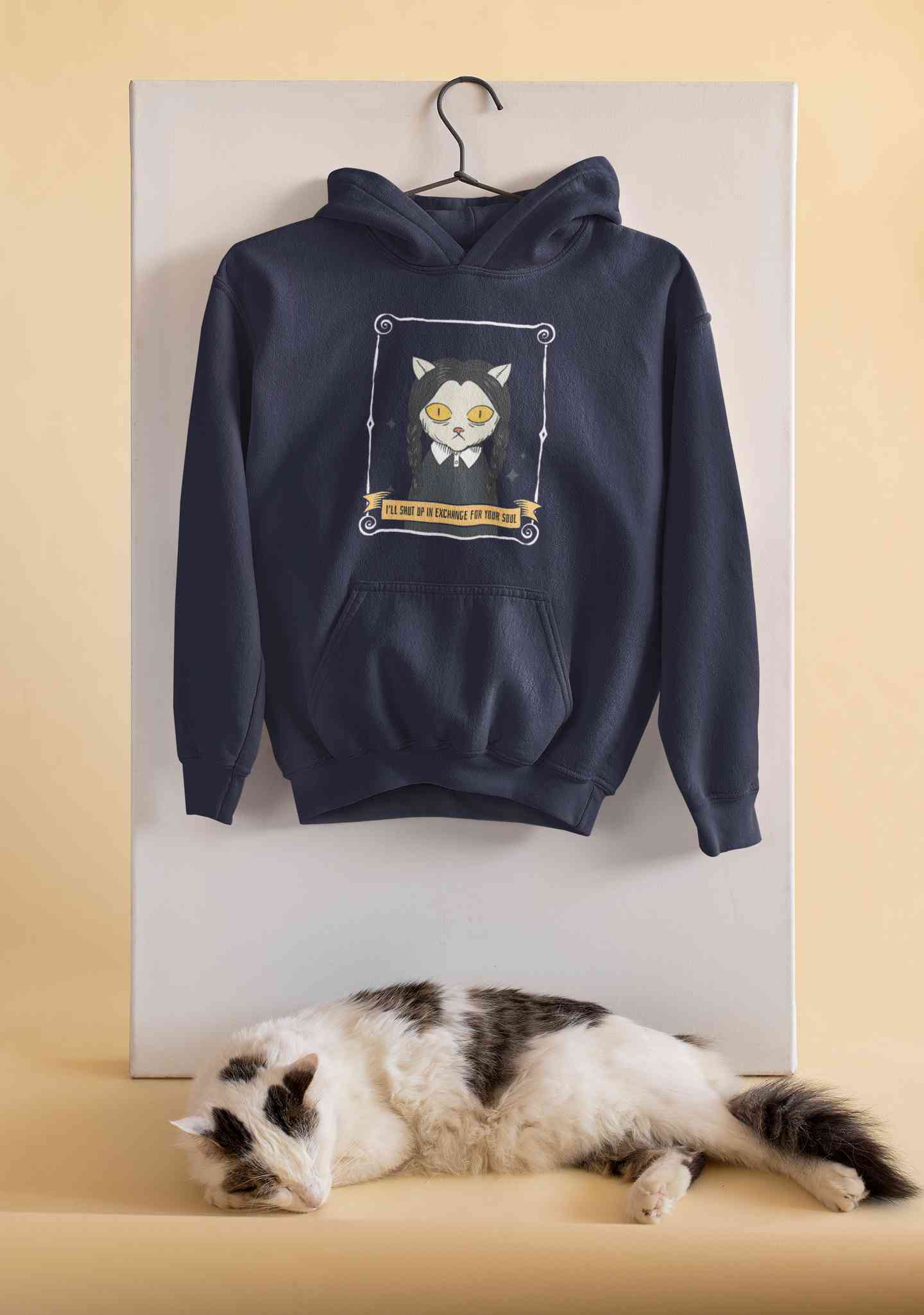 Cat Inspired By Wednesday Hoodies for Women-FunkyTeesClub