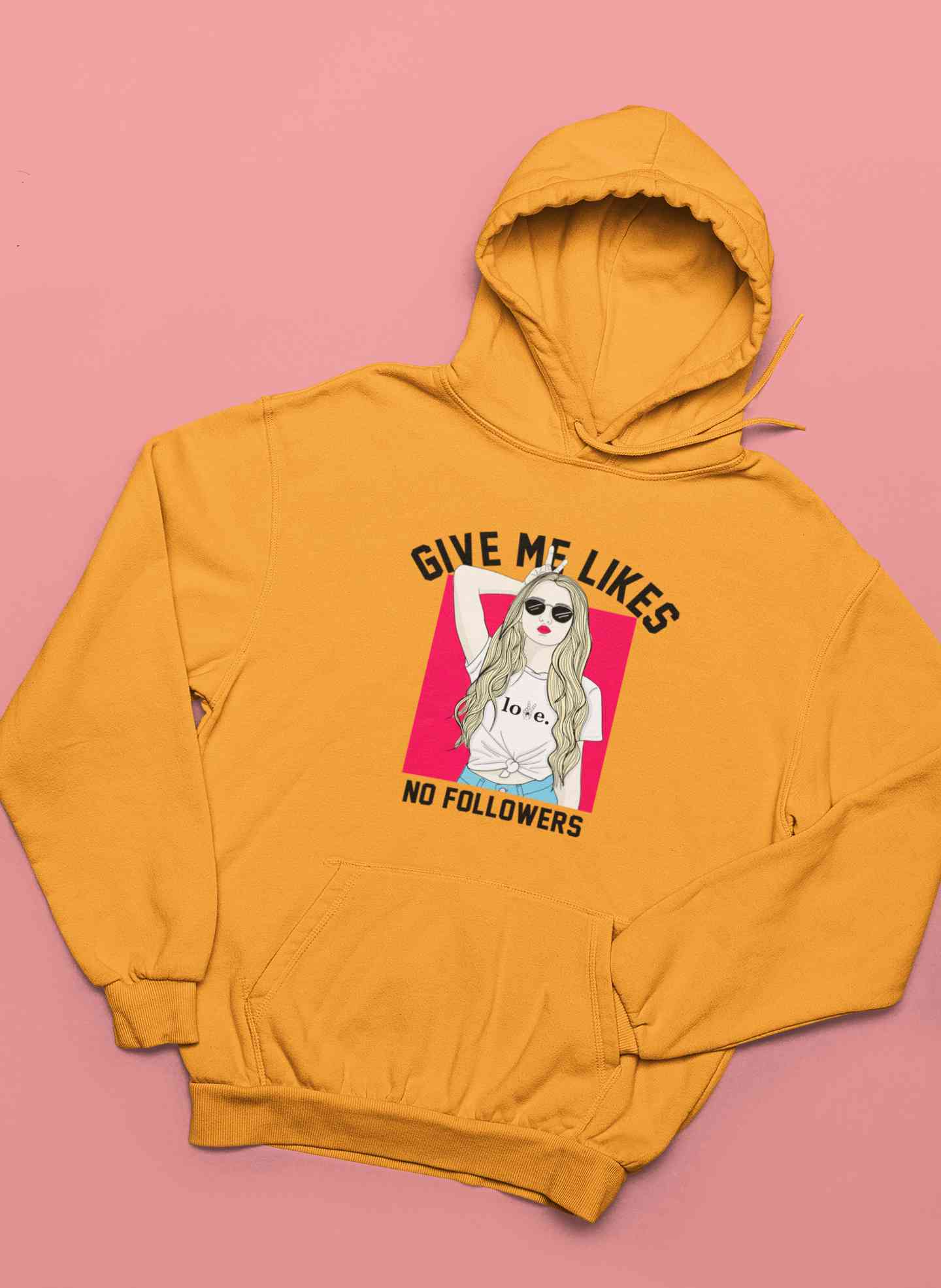 Give Me Likes No Followers Typography Hoodies for Women-FunkyTeesClub