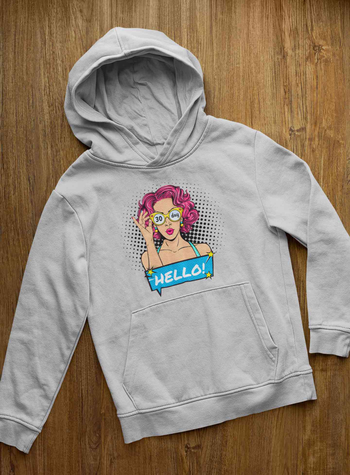 Hello Pop Art Girls Retro Illustration Hoodies for Women-FunkyTeesClub