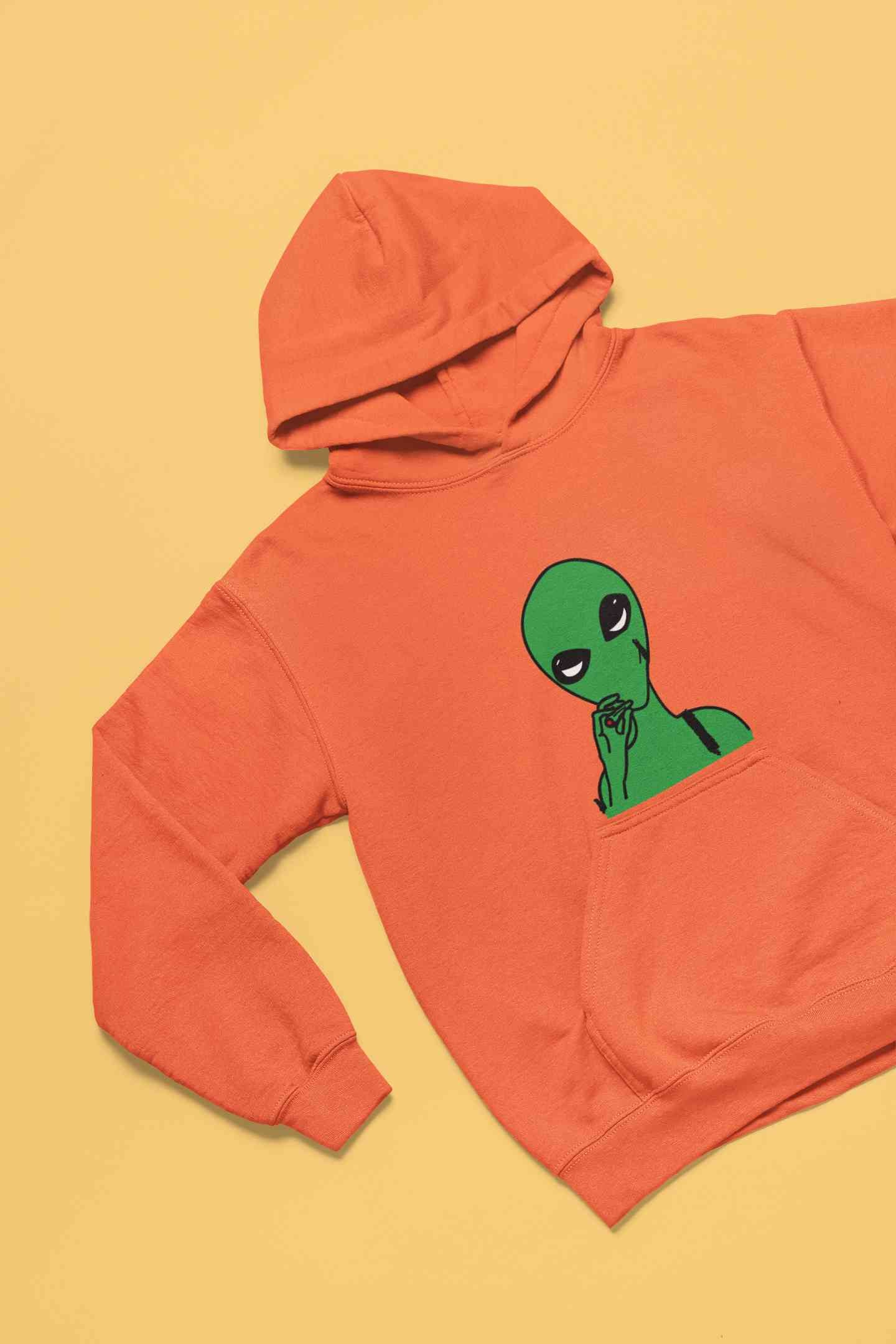 Alien Smoking Graphic Hoodies for Women-FunkyTeesClub