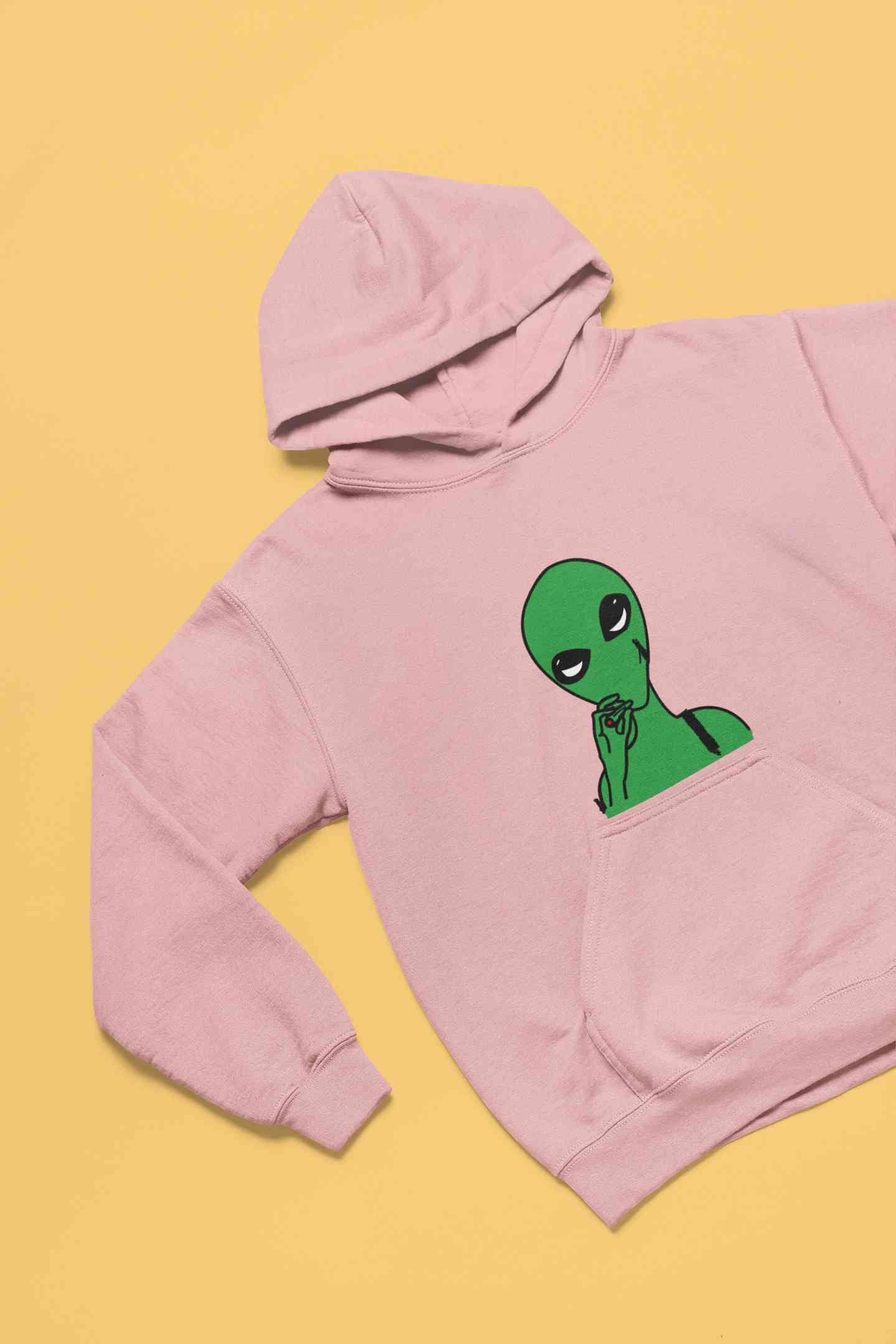 Alien Smoking Graphic Hoodies for Women-FunkyTeesClub