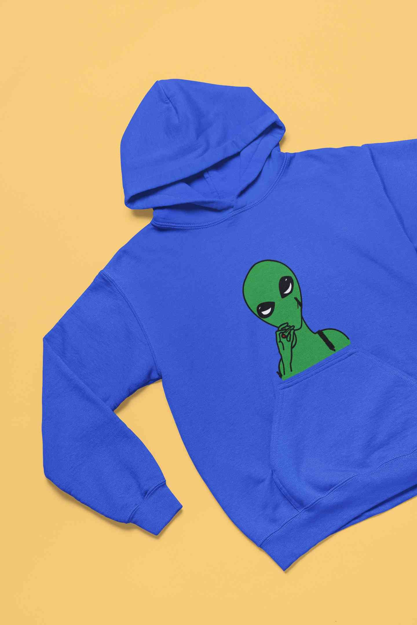 Alien Smoking Graphic Hoodies for Women-FunkyTeesClub