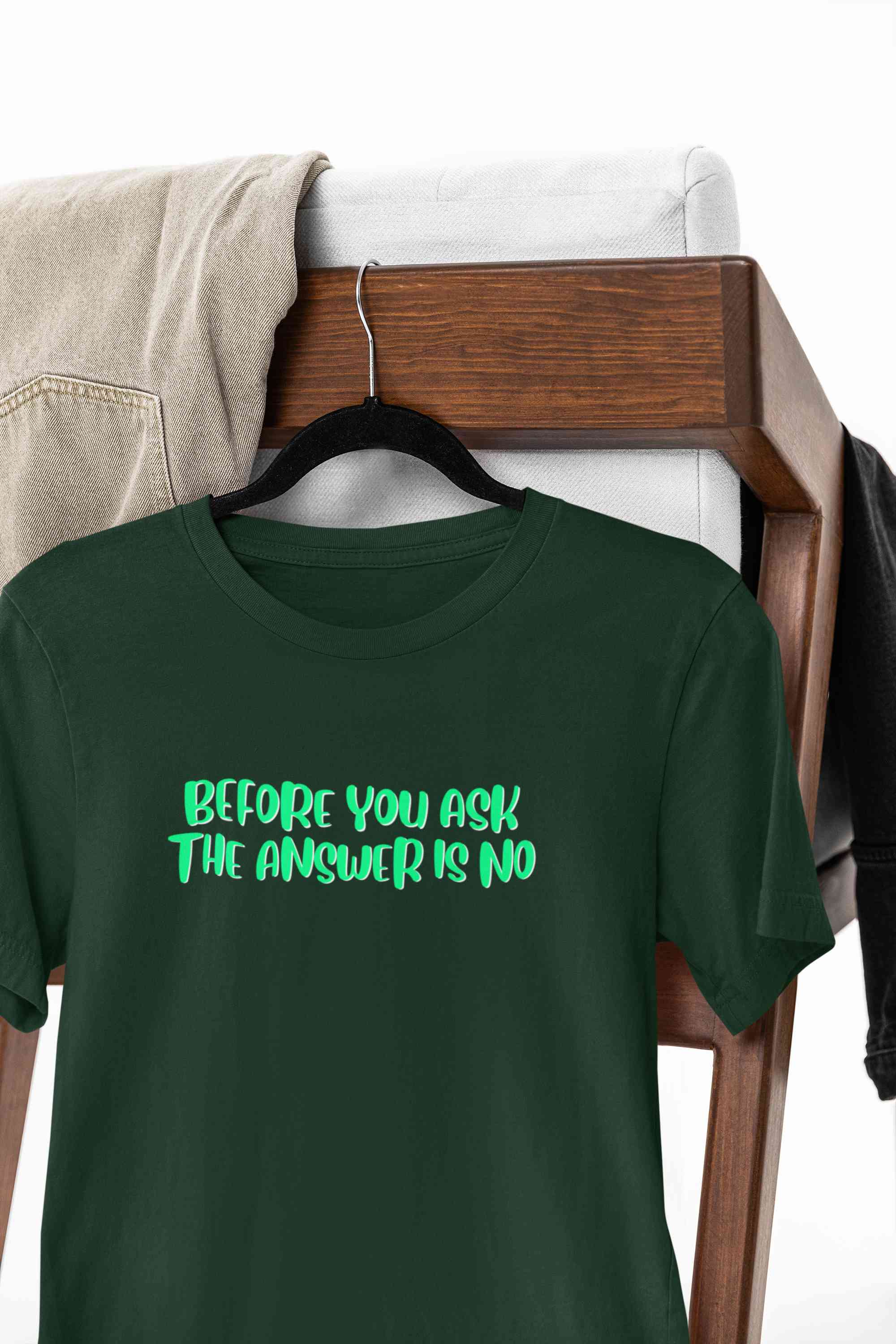 The Answer Is No Mens Half Sleeves T-shirt- FunkyTeesClub