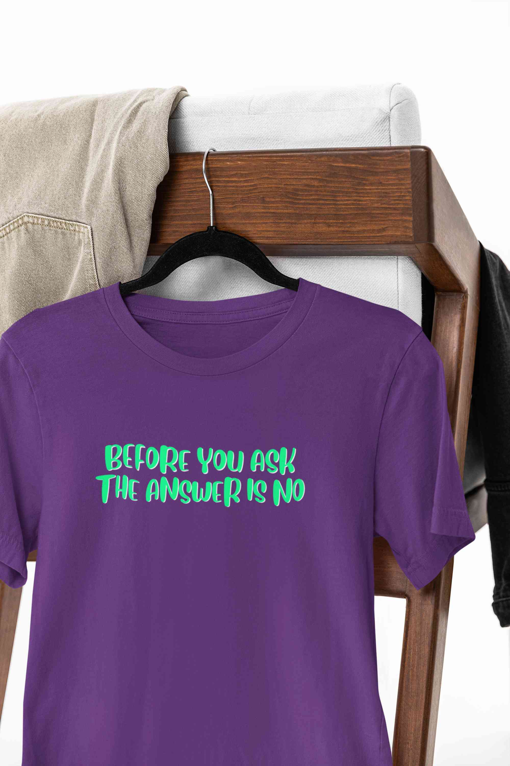 The Answer Is No Women Half Sleeves T-shirt- FunkyTeesClub