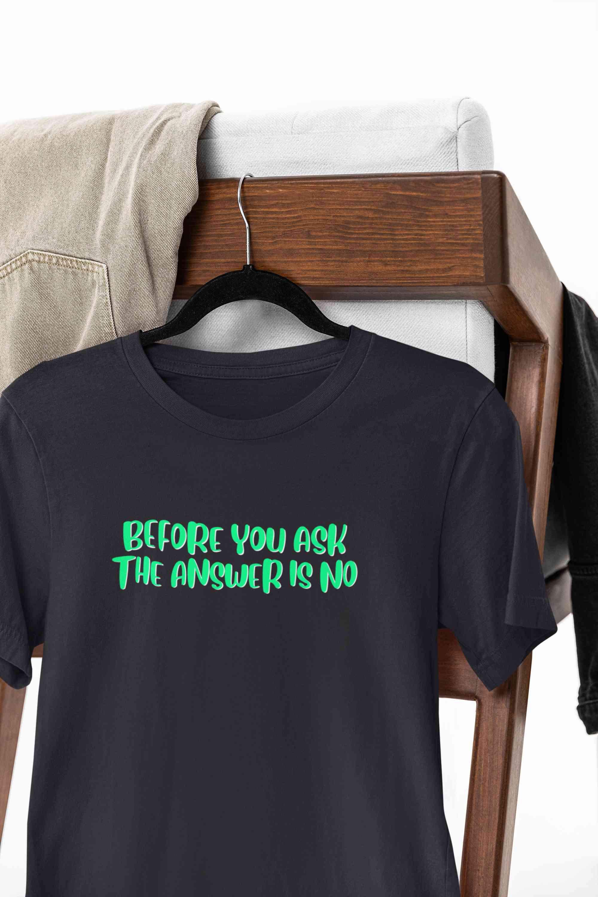The Answer Is No Mens Half Sleeves T-shirt- FunkyTeesClub