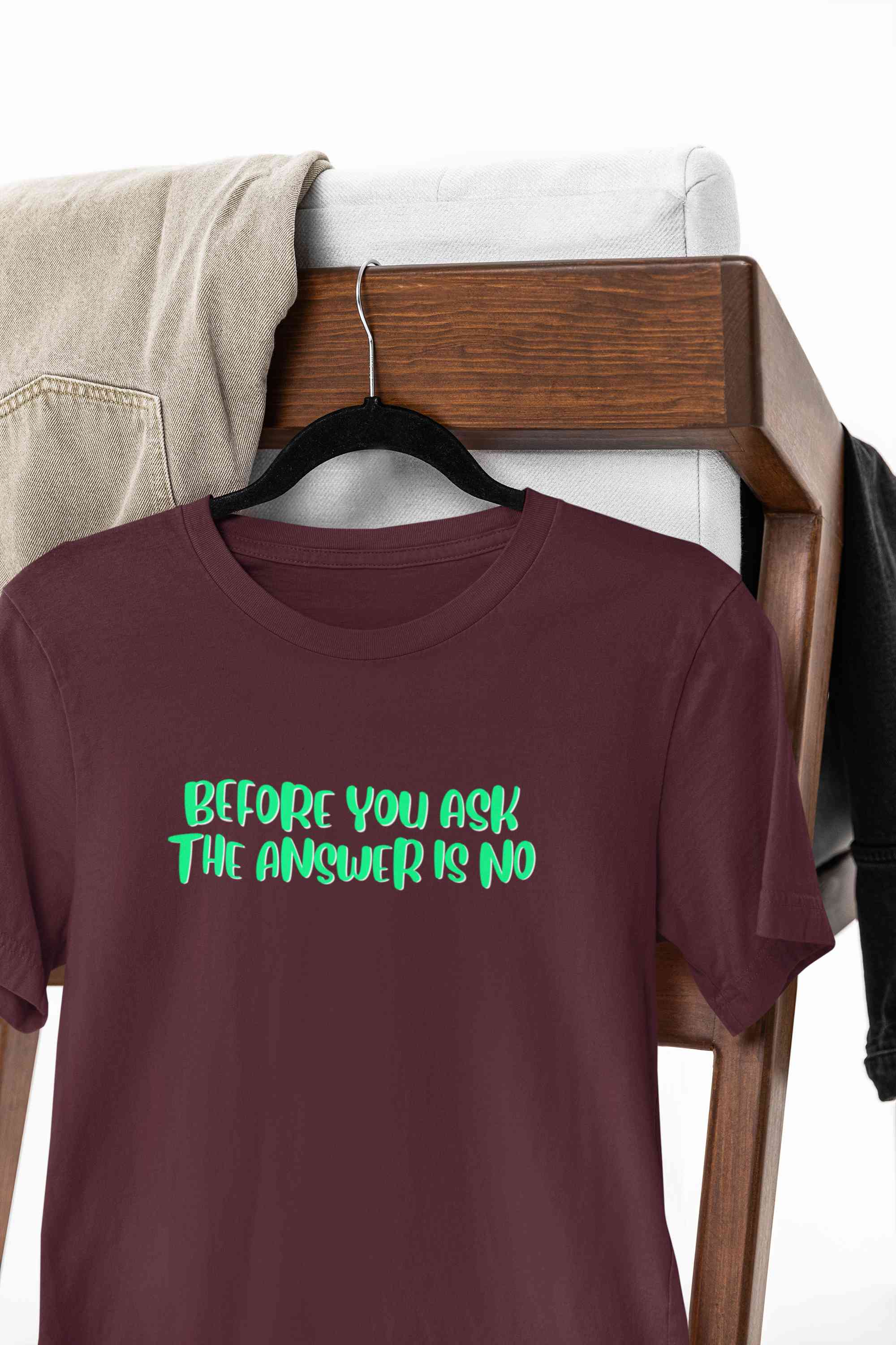 The Answer Is No Women Half Sleeves T-shirt- FunkyTeesClub