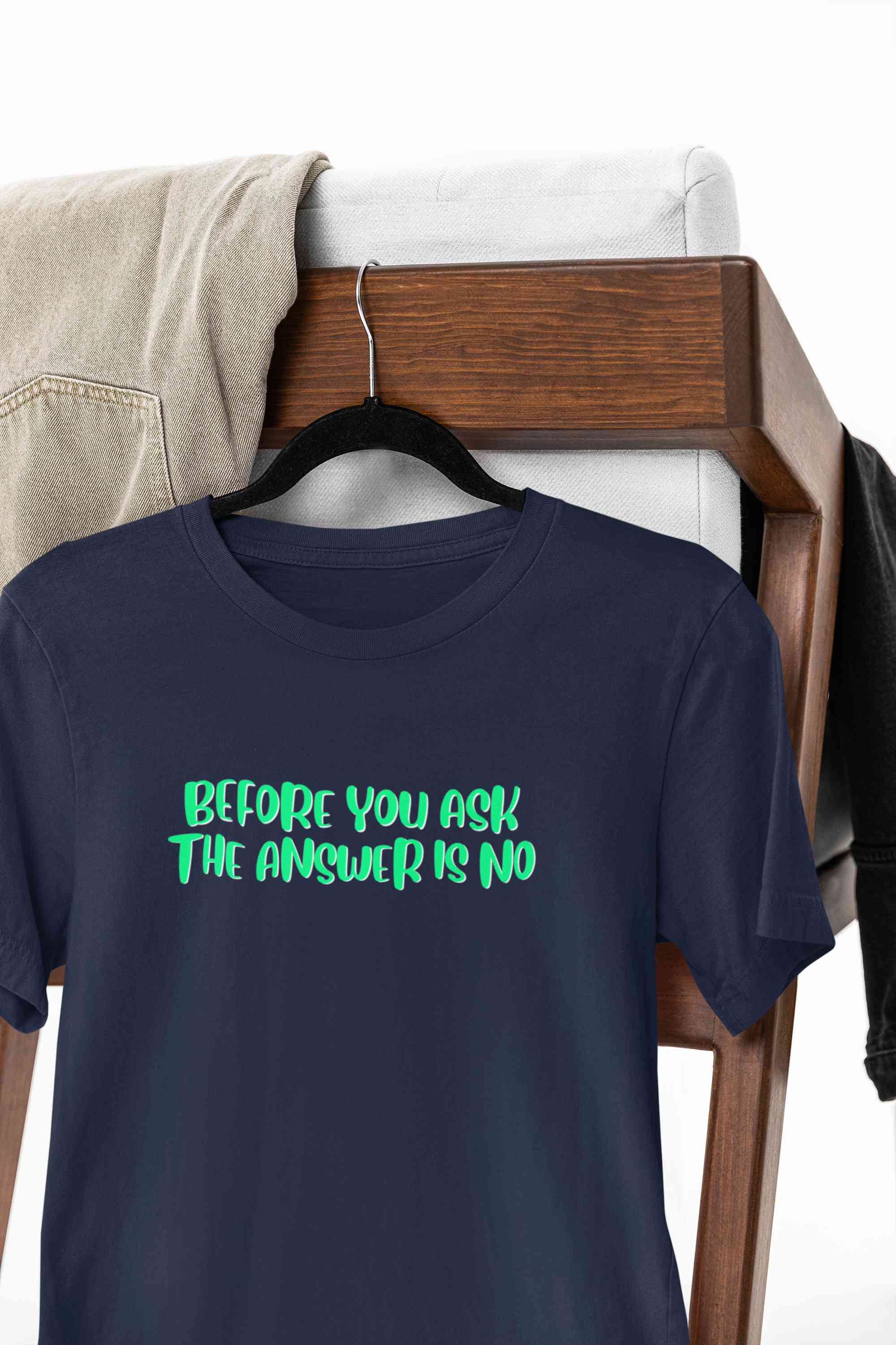 The Answer Is No Women Half Sleeves T-shirt- FunkyTeesClub
