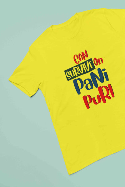 Can Survive On Pani Puri Food Women Half Sleeves T-shirt- FunkyTeesClub