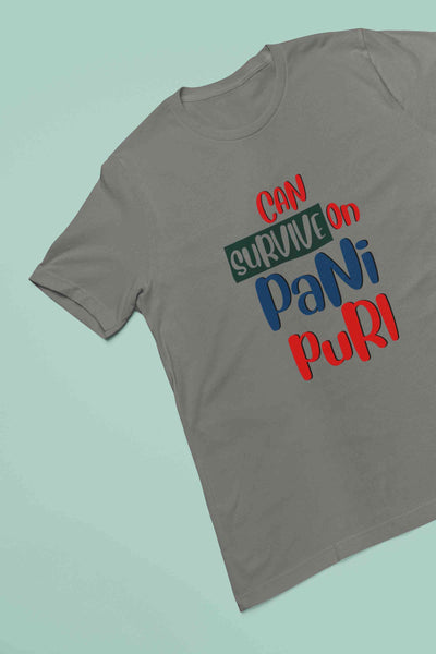 Can Survive On Pani Puri Food Women Half Sleeves T-shirt- FunkyTeesClub