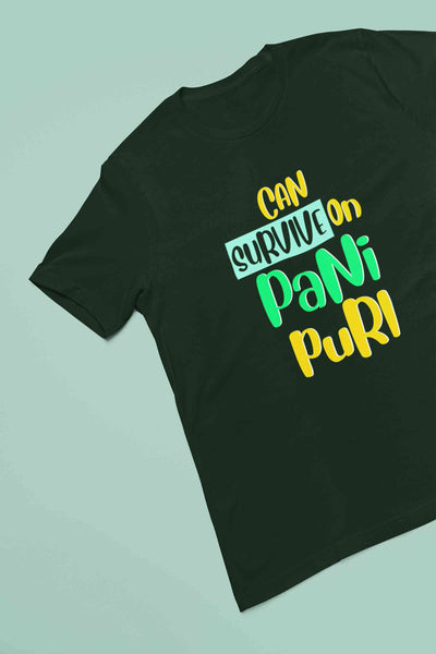 Can Survive On Pani Puri Food Women Half Sleeves T-shirt- FunkyTeesClub