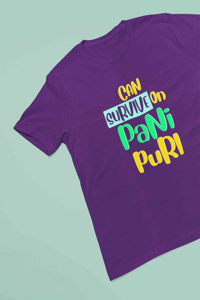 Can Survive On Pani Puri Food Women Half Sleeves T-shirt- FunkyTeesClub