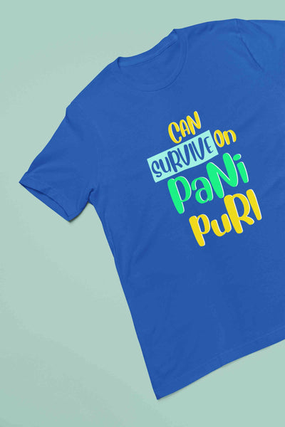 Can Survive On Pani Puri Food Women Half Sleeves T-shirt- FunkyTeesClub
