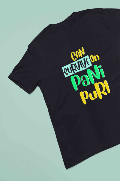 Can Survive On Pani Puri Food Women Half Sleeves T-shirt- FunkyTeesClub