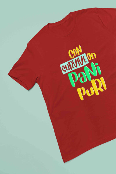 Can Survive On Pani Puri Food Women Half Sleeves T-shirt- FunkyTeesClub