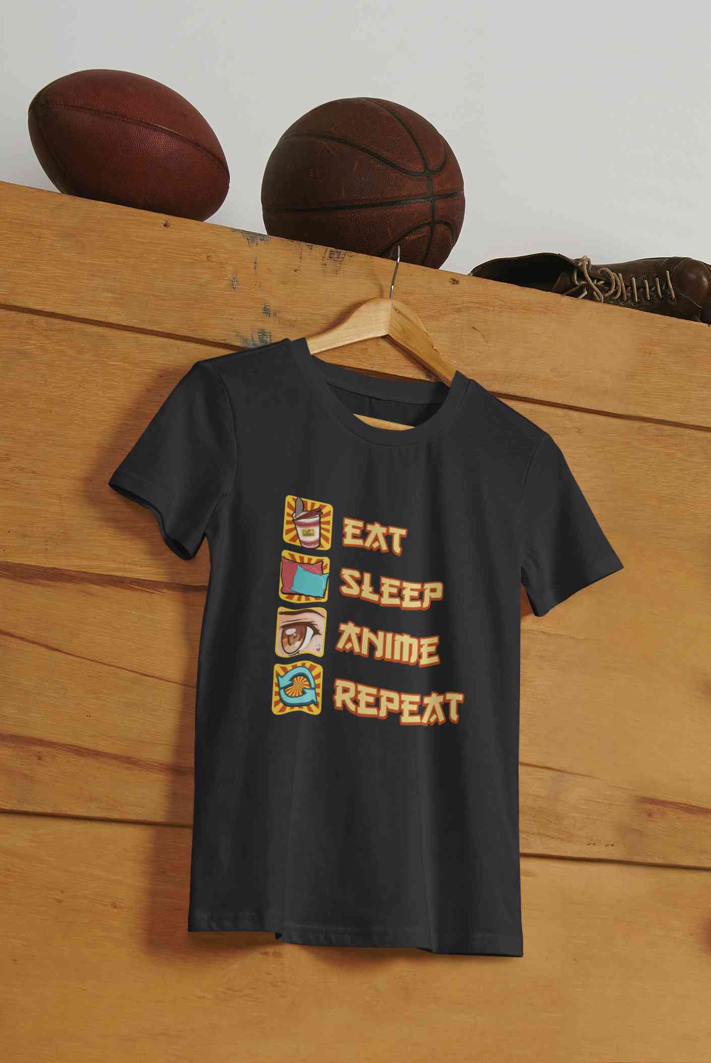 Eat Sleep Anime Repeat Women Half Sleeves T-shirt- FunkyTeesClub