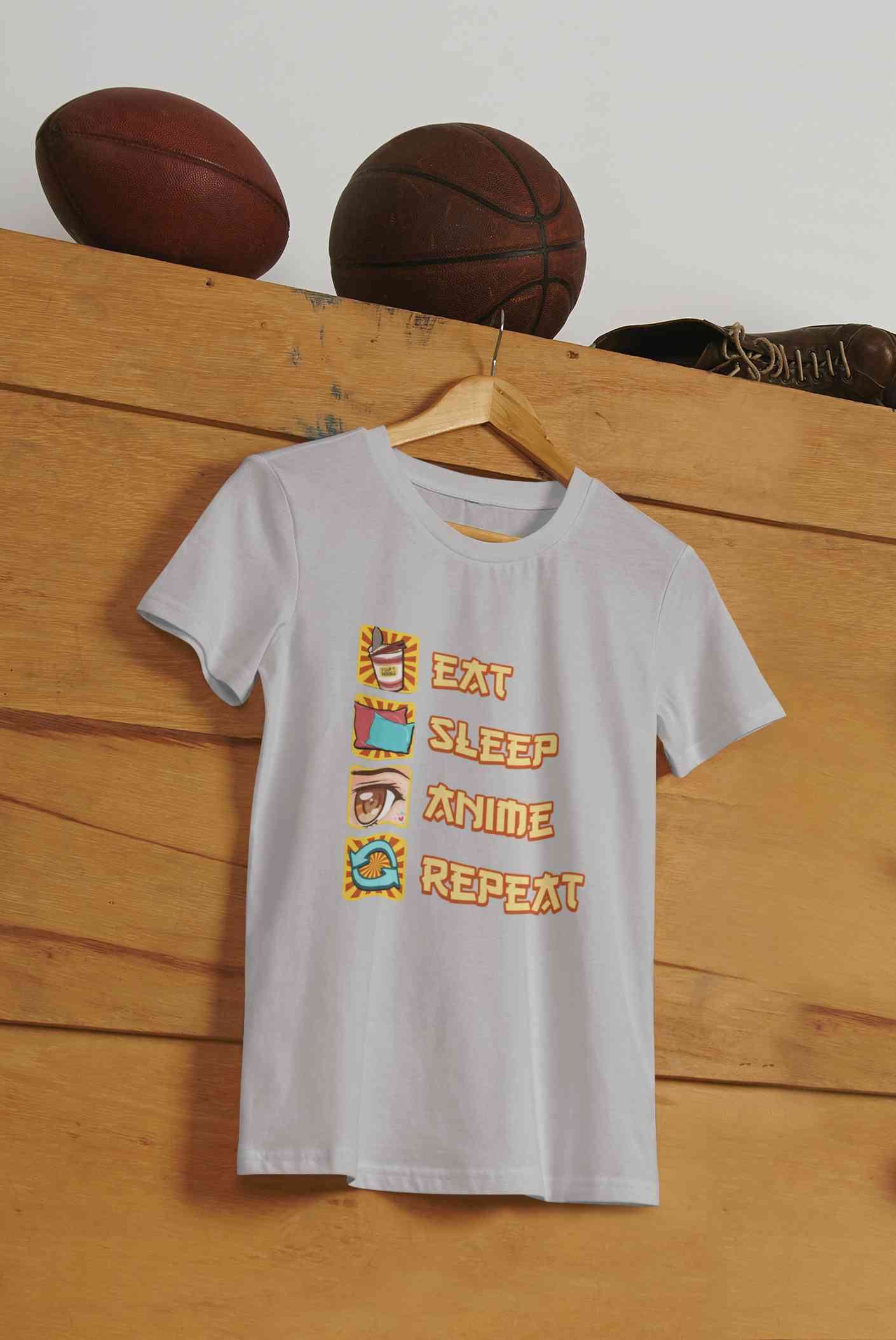 Eat Sleep Anime Repeat Mens Half Sleeves T-shirt- FunkyTeesClub