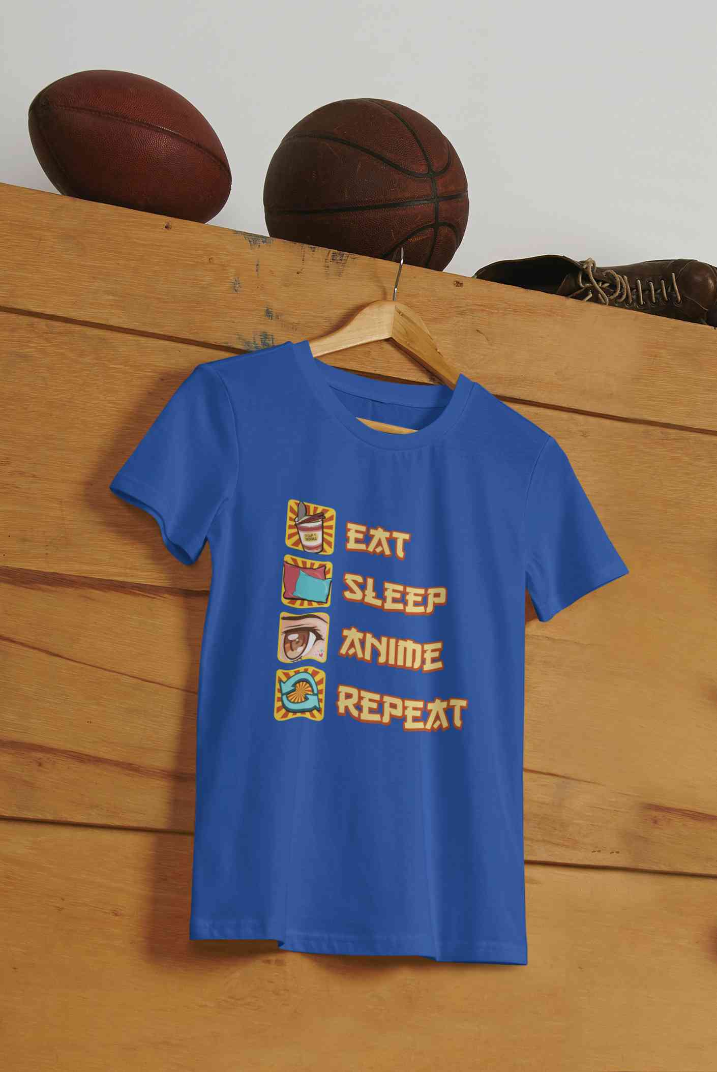 Eat Sleep Anime Repeat Mens Half Sleeves T-shirt- FunkyTeesClub