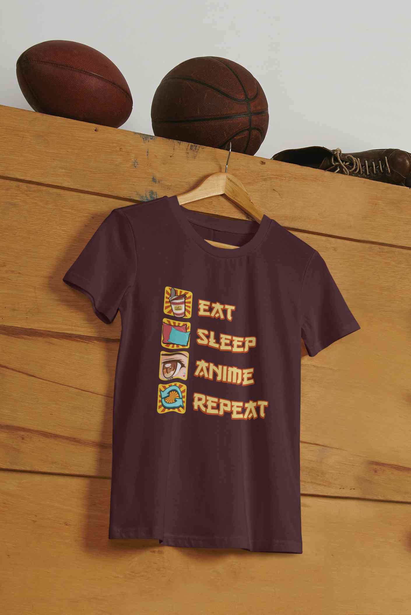 Eat Sleep Anime Repeat Women Half Sleeves T-shirt- FunkyTeesClub