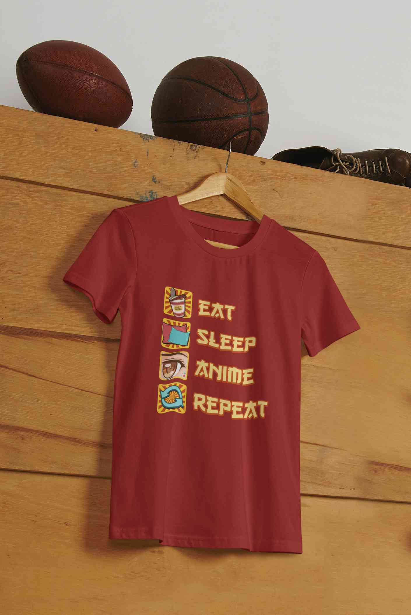 Eat Sleep Anime Repeat Women Half Sleeves T-shirt- FunkyTeesClub