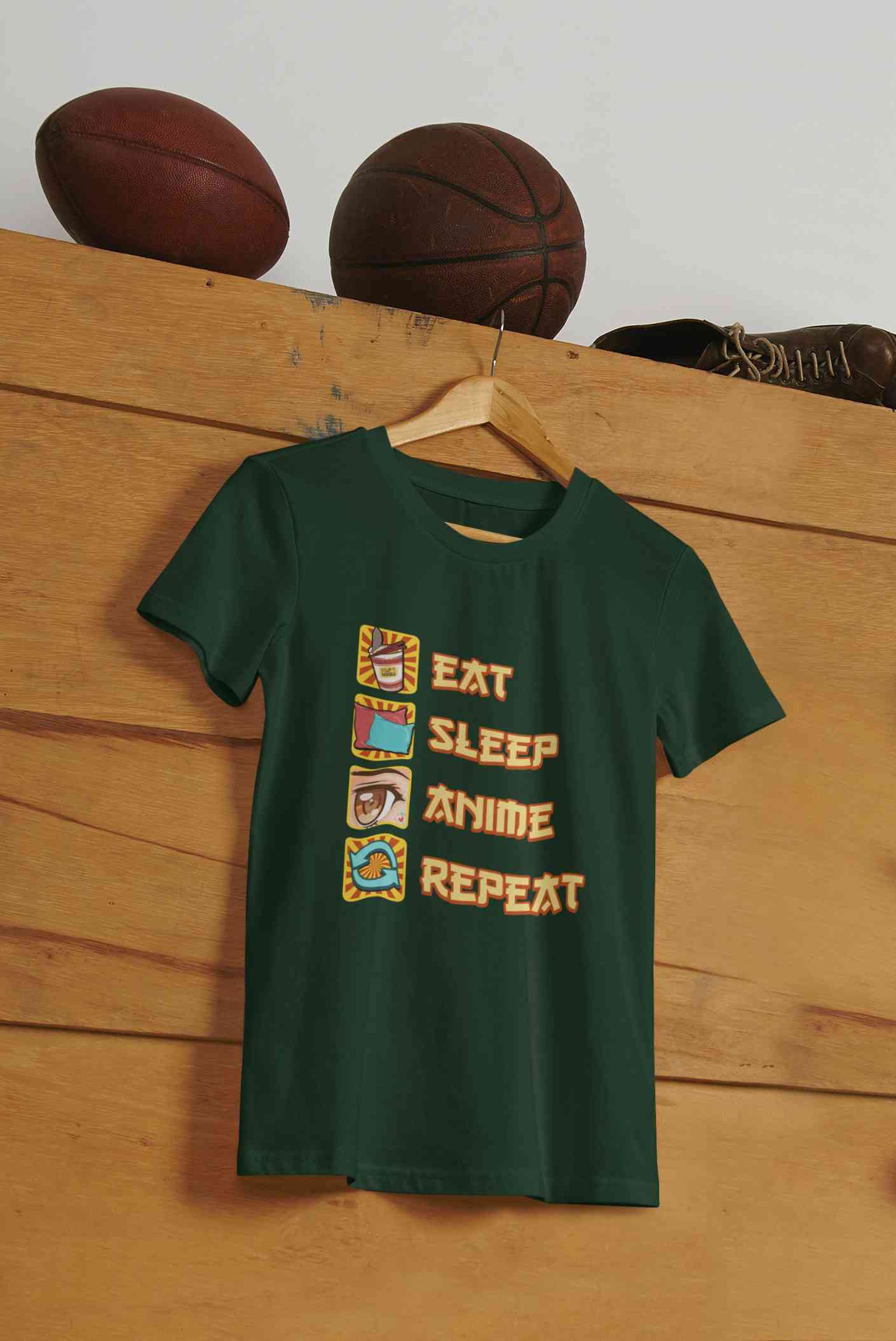 Eat Sleep Anime Repeat Mens Half Sleeves T-shirt- FunkyTeesClub