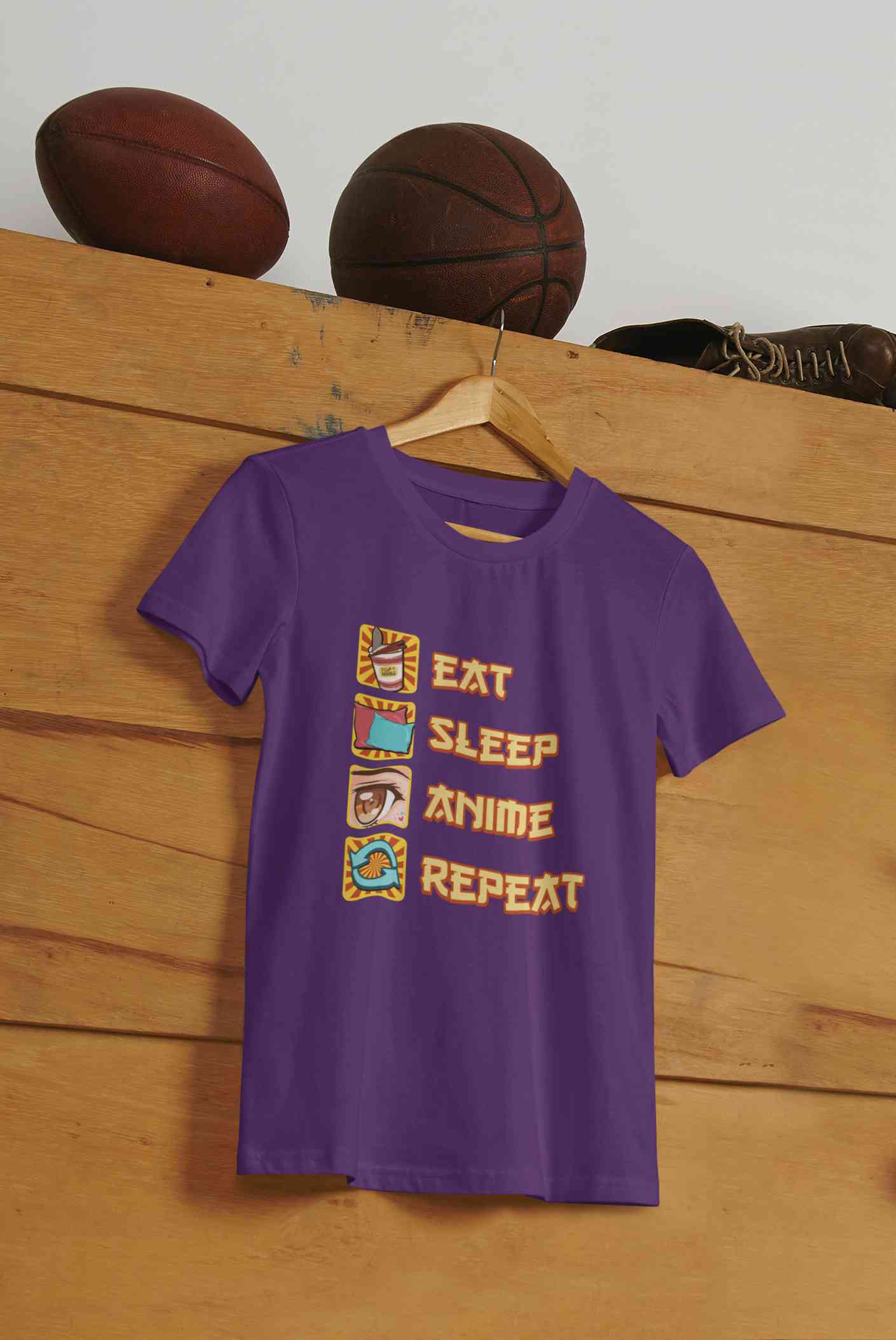 Eat Sleep Anime Repeat Mens Half Sleeves T-shirt- FunkyTeesClub