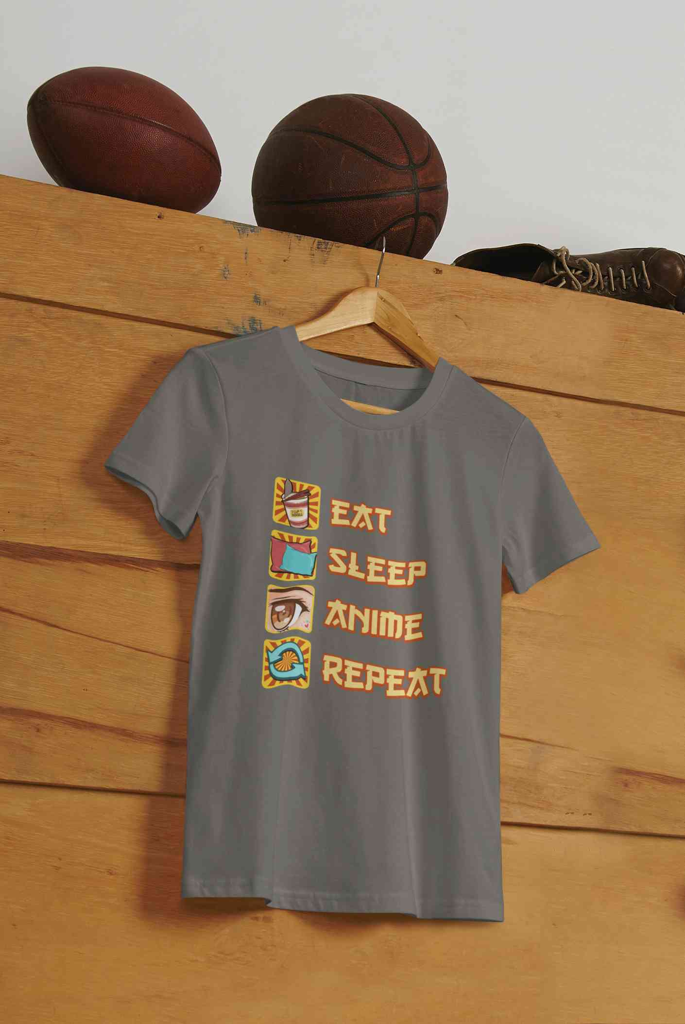 Eat Sleep Anime Repeat Mens Half Sleeves T-shirt- FunkyTeesClub