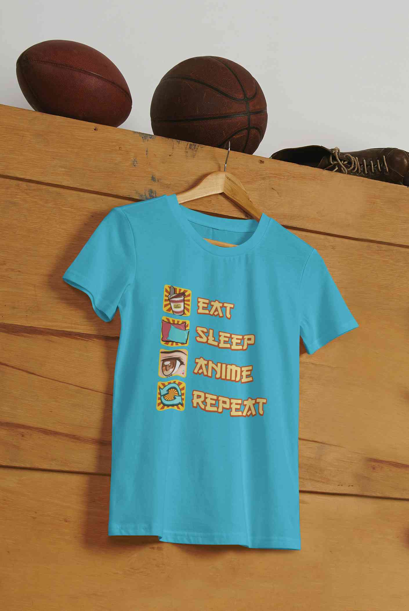 Eat Sleep Anime Repeat Mens Half Sleeves T-shirt- FunkyTeesClub